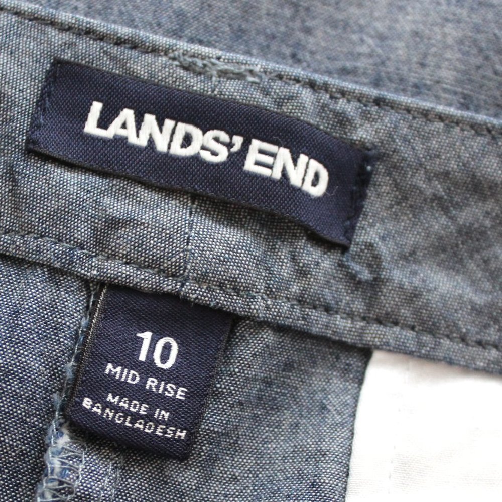 LAND'S END Blue Woven 100% Cotton Bermuda Walking Shorts Size 10 NEW - Picture 2 of 7